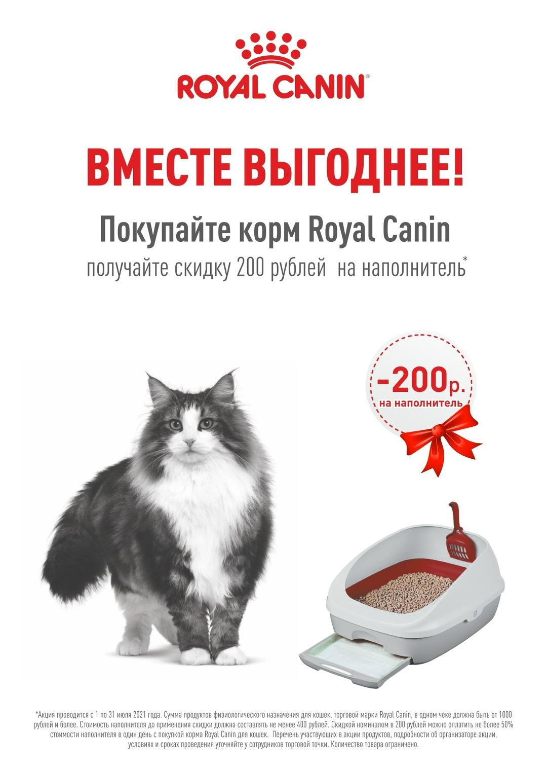 Магазин ЗооМир: Весь июль при покупке кормов Royal Canin для кошек на сумму от 1000… — ТЦ «Добрыня», Петрозаводск