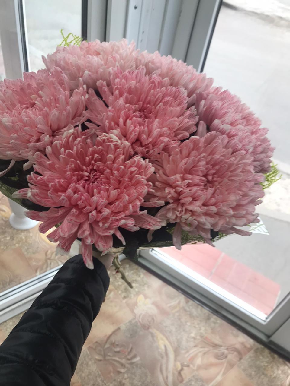 Букет из 7 одноголовых хризантем 💐😊🌺. Цена букета на фото 950 руб. 😃 — ТЦ «Добрыня», Петрозаводск